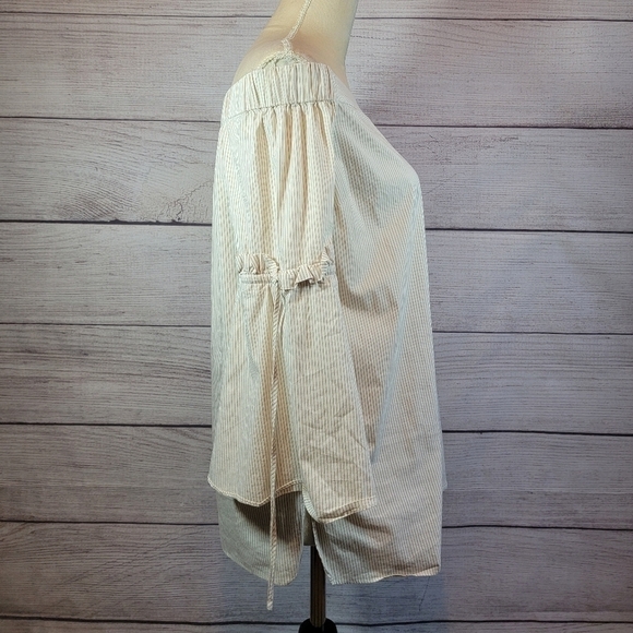 𝅺CHELSEA 28 Striped Off The Shoulder Poplin Top Size X-Small - Picture 3 of 7
